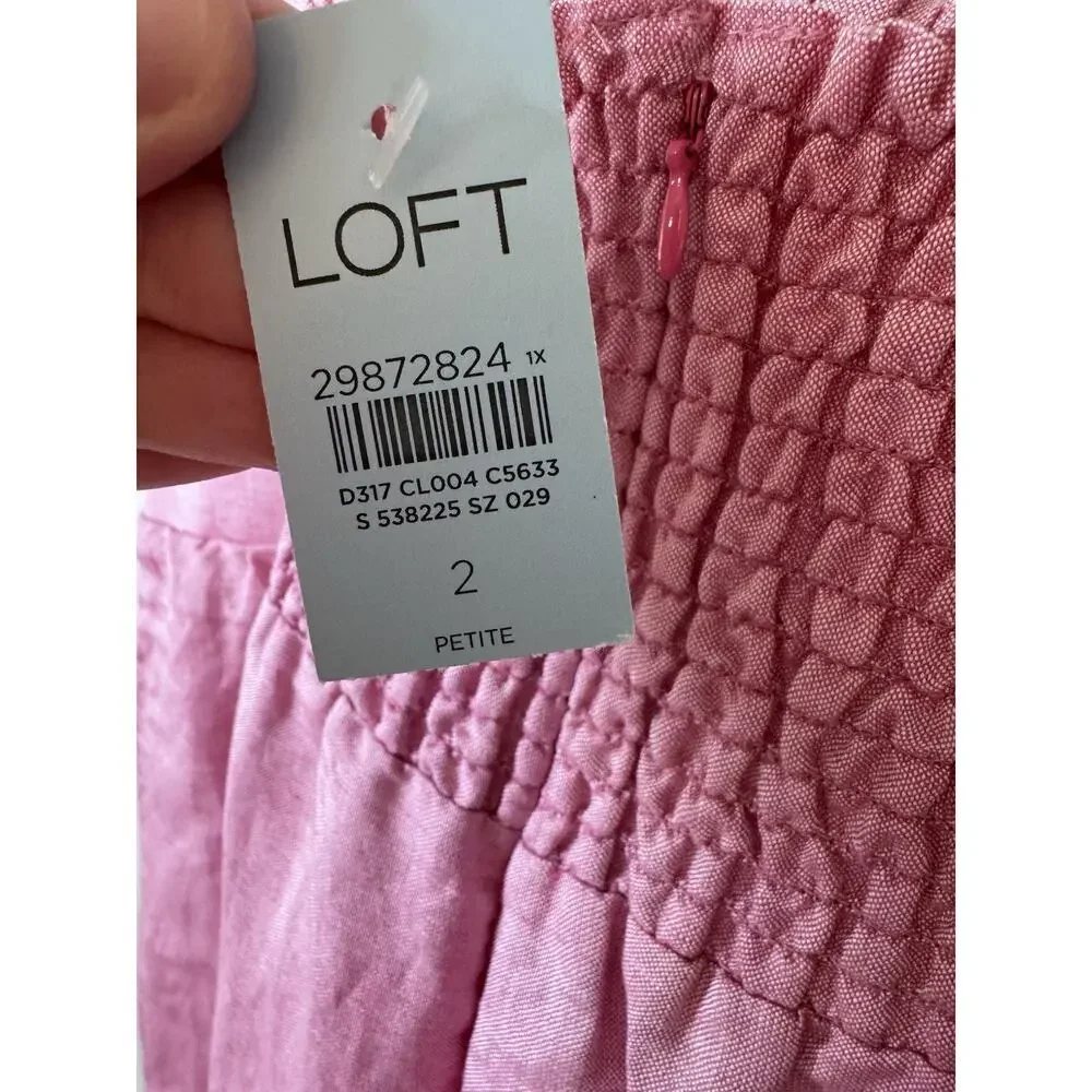 Ann Taylor LOFT Linen Blend Wide Leg Pink Cropped Romper Size 2P NWT